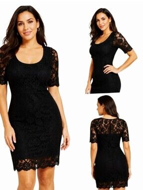 RN Studio by Ronnie Nicole Black Lace Dress 12P NWT Elegant Cocktail Party